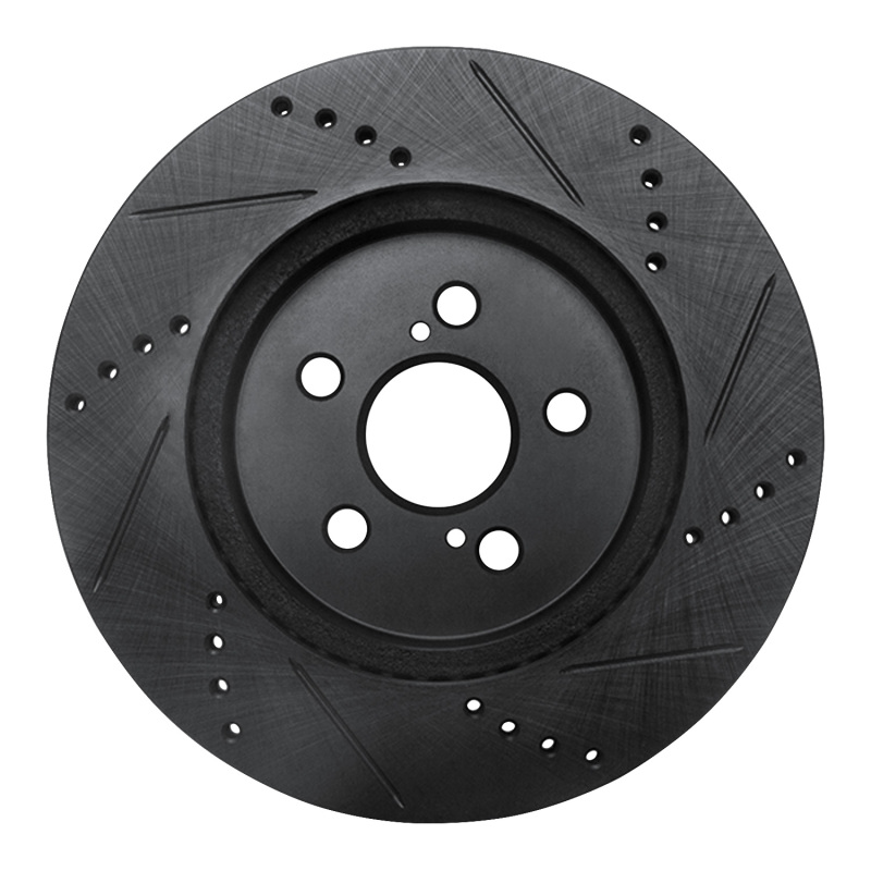 Toyota Corolla Brake Rotor (1) - Front Left - R1 Concepts - Drilled & Slotted - Black - `19-`25